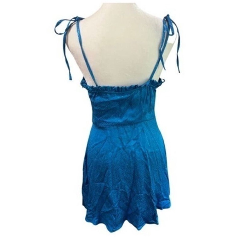 Zara Womens Blue Satin Fit and Flare Mini Dress Size S - Picture 2 of 10